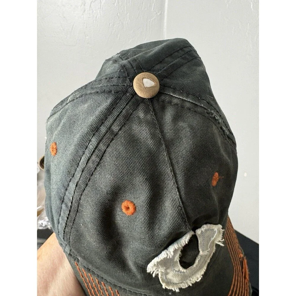 True Religion Rare Vintage Distressed Horseshoe Embellished Strap Back Hat